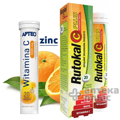 Витамин С + цинк, 1000 мг 20 шт. (Польша)