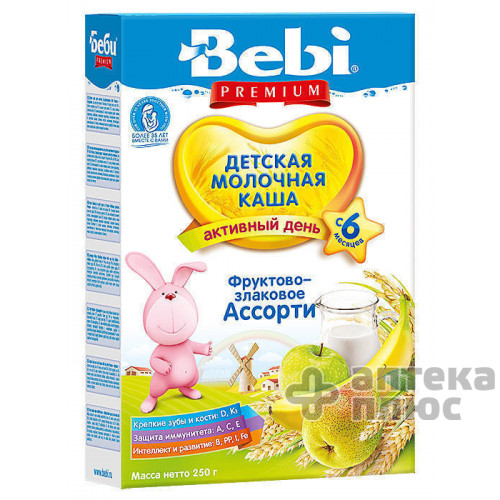 Беби Премиум Каша Молочная 250 г, фруктово-злаковое ассорти
