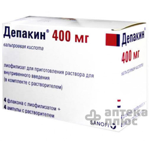 Депакін порошок для інєкцій 400 мг з розч. ампули 4 мл №4