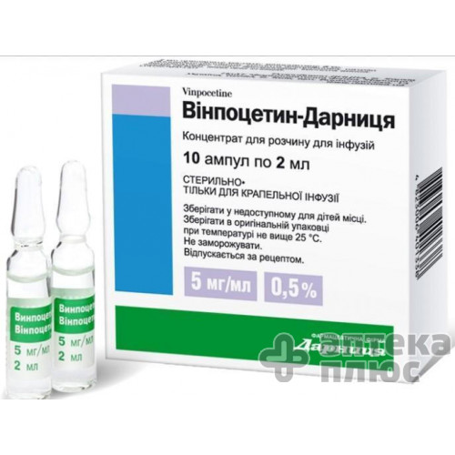 Вінпоцетин конц. д/п інф. розчину 5 мг/мл ампули 2 мл №10