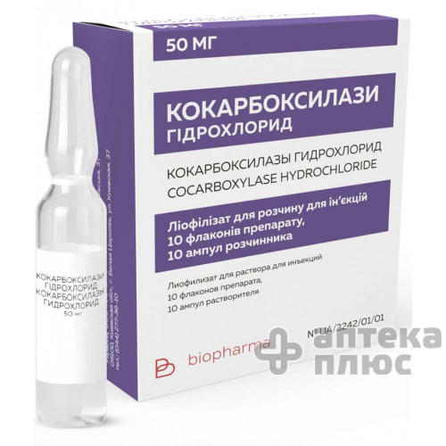 Кокарбоксилаза лиофил. пор. д/ин. 50 мг №10