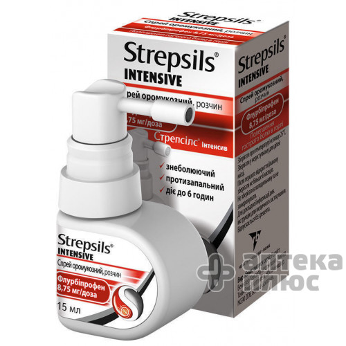 Стрепсілс інтенсив спрей оромукоз. 8 №75 мг флакон 15 мл