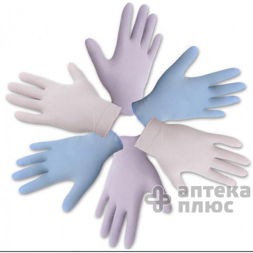 Перчатки Нестерил. Медикеа размер M, хлорированные нитриловые, фиолетовые, без пудры, текстурированные №2