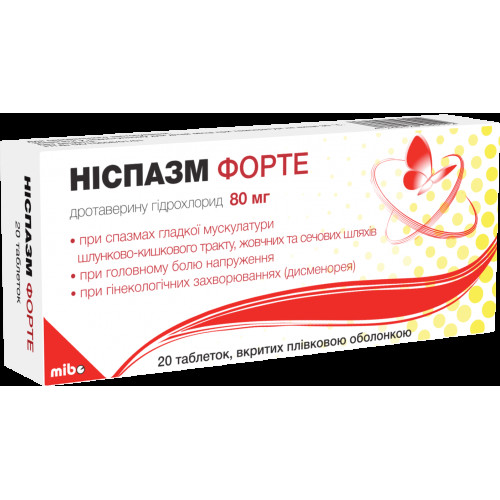 Ниспазм Форте таблетки п/о 80 мг №20
